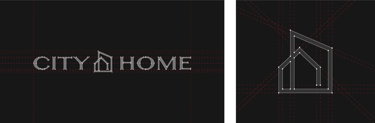 CITY HOME logo and house symbol on a construction grid